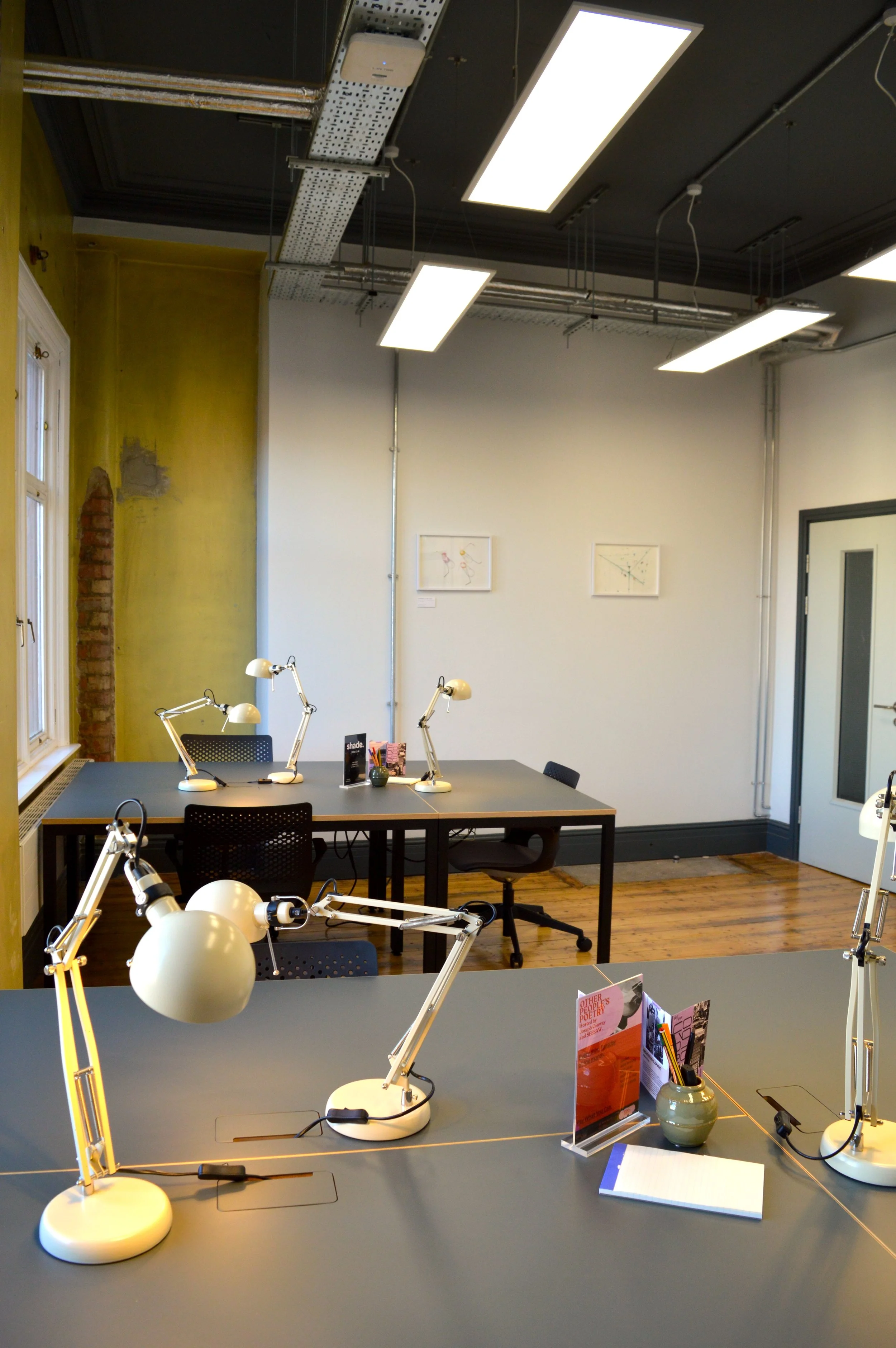 Two desks in a large private office space in SEESAW.