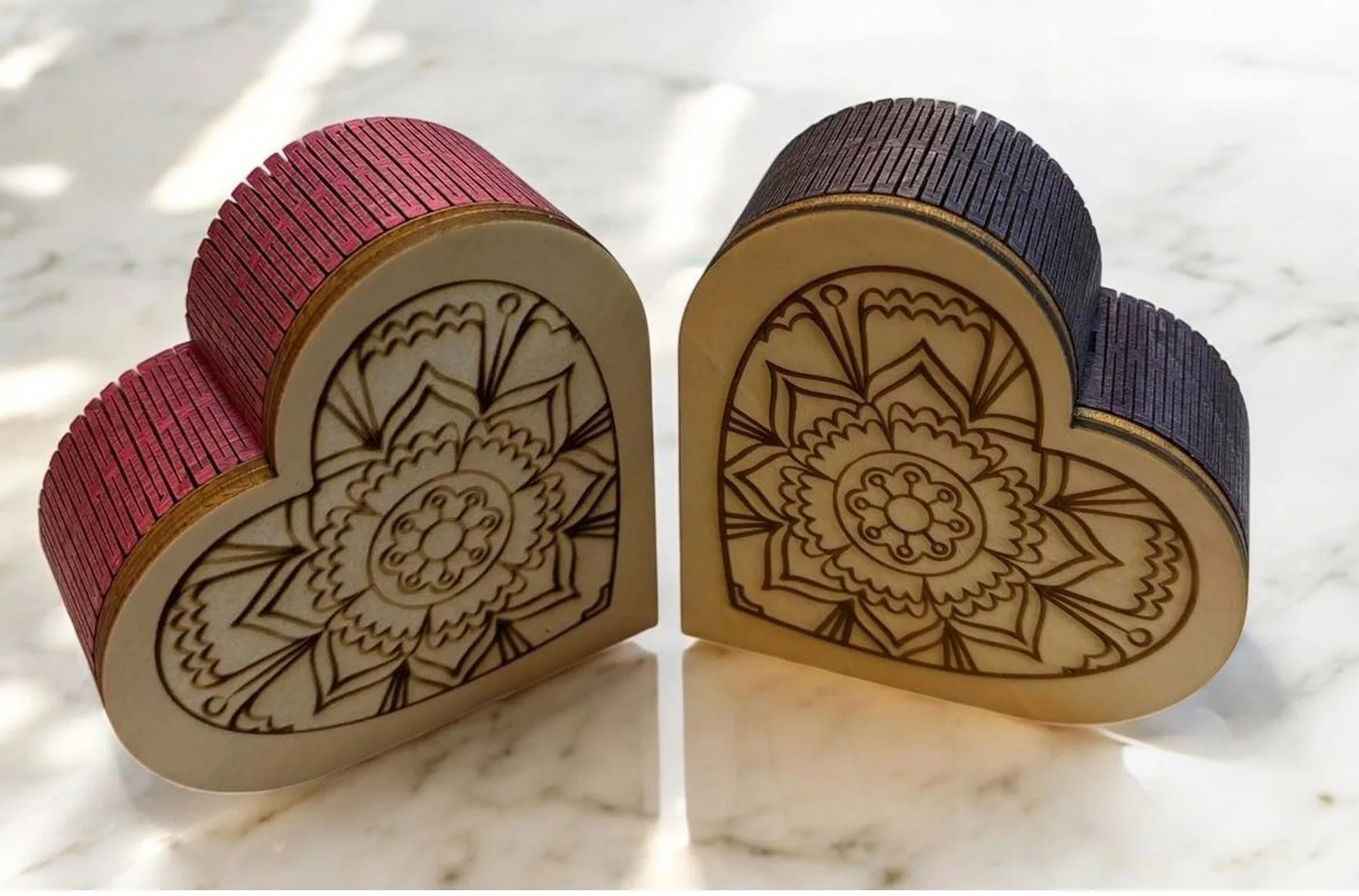 Wooden Heart Keepsake Boxes