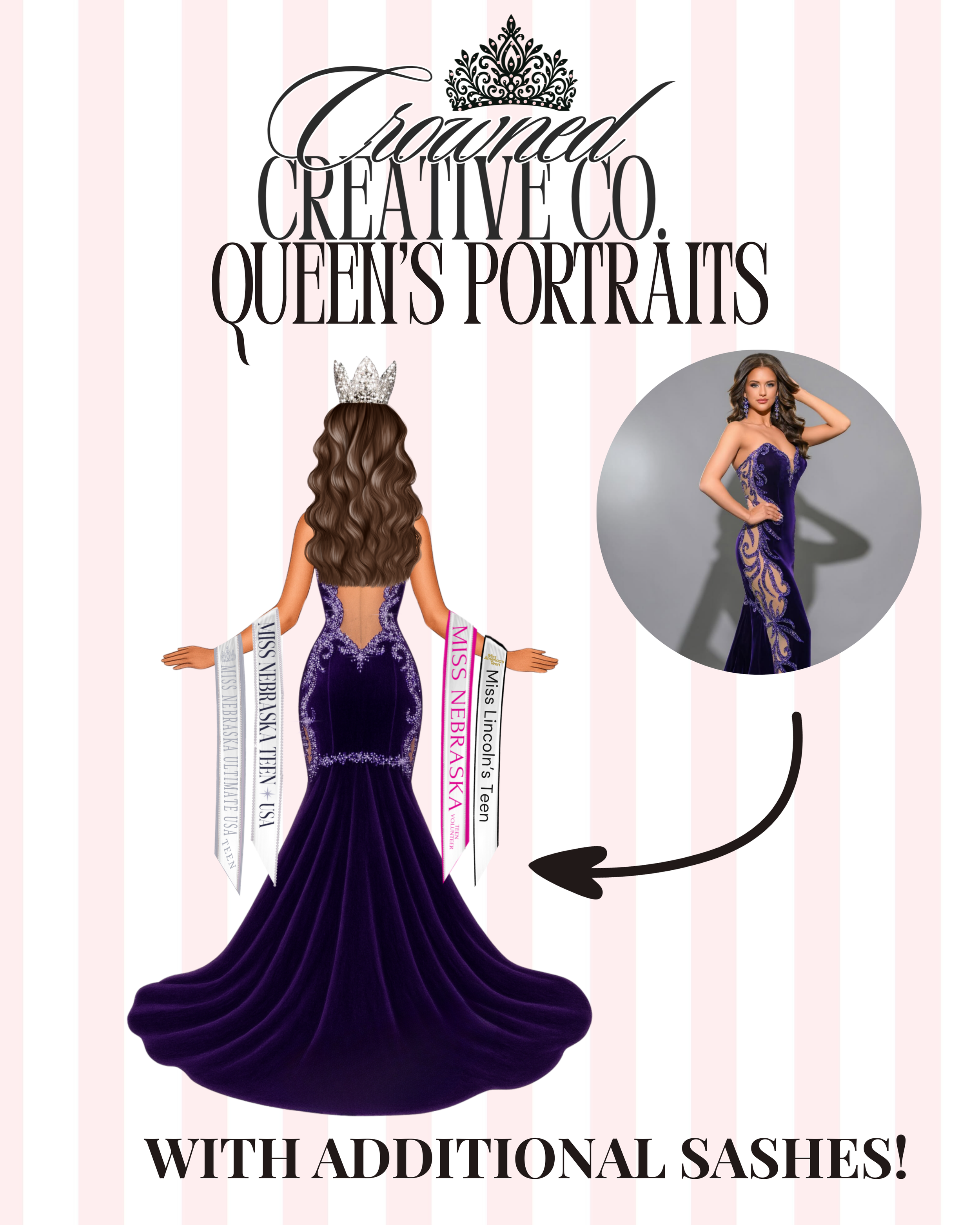 Queen's Portrait with Additional Sashes