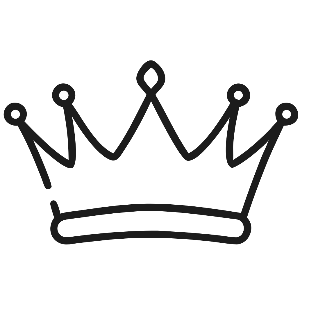Black outline of a crown with a simple, stylized design.