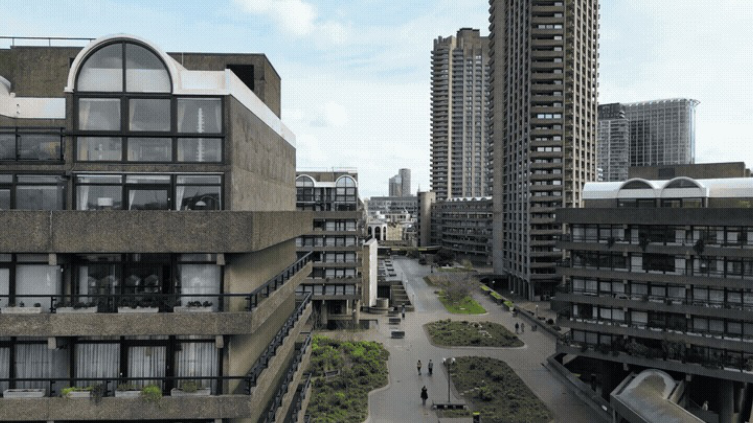 Brutalist urban residential building representing city flats driving the UK urban energy transition.