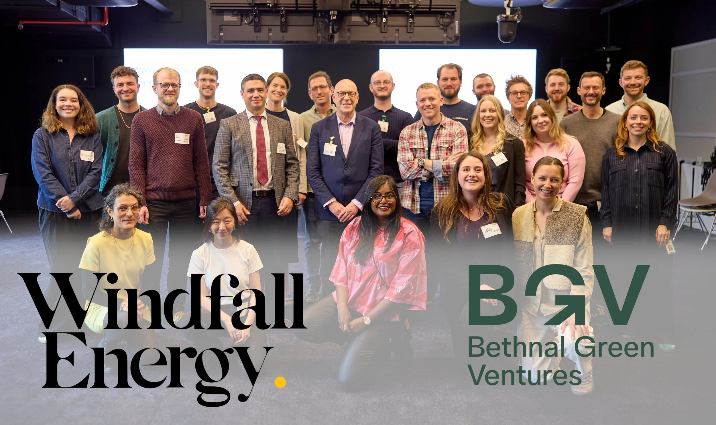 Founders of the Bethnal Green Ventures Spring 2025 tech for good cohort, featuring all the founders and Windfall Energy team.
