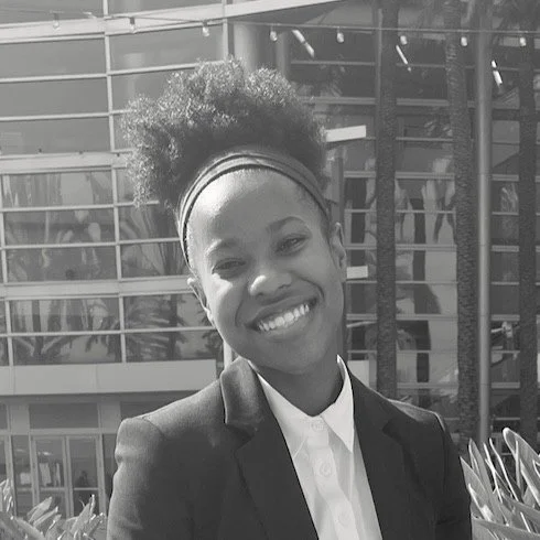 Black and white portrait photograph of Bianca Byfield, Mechanical Engineer at Windfall Energy