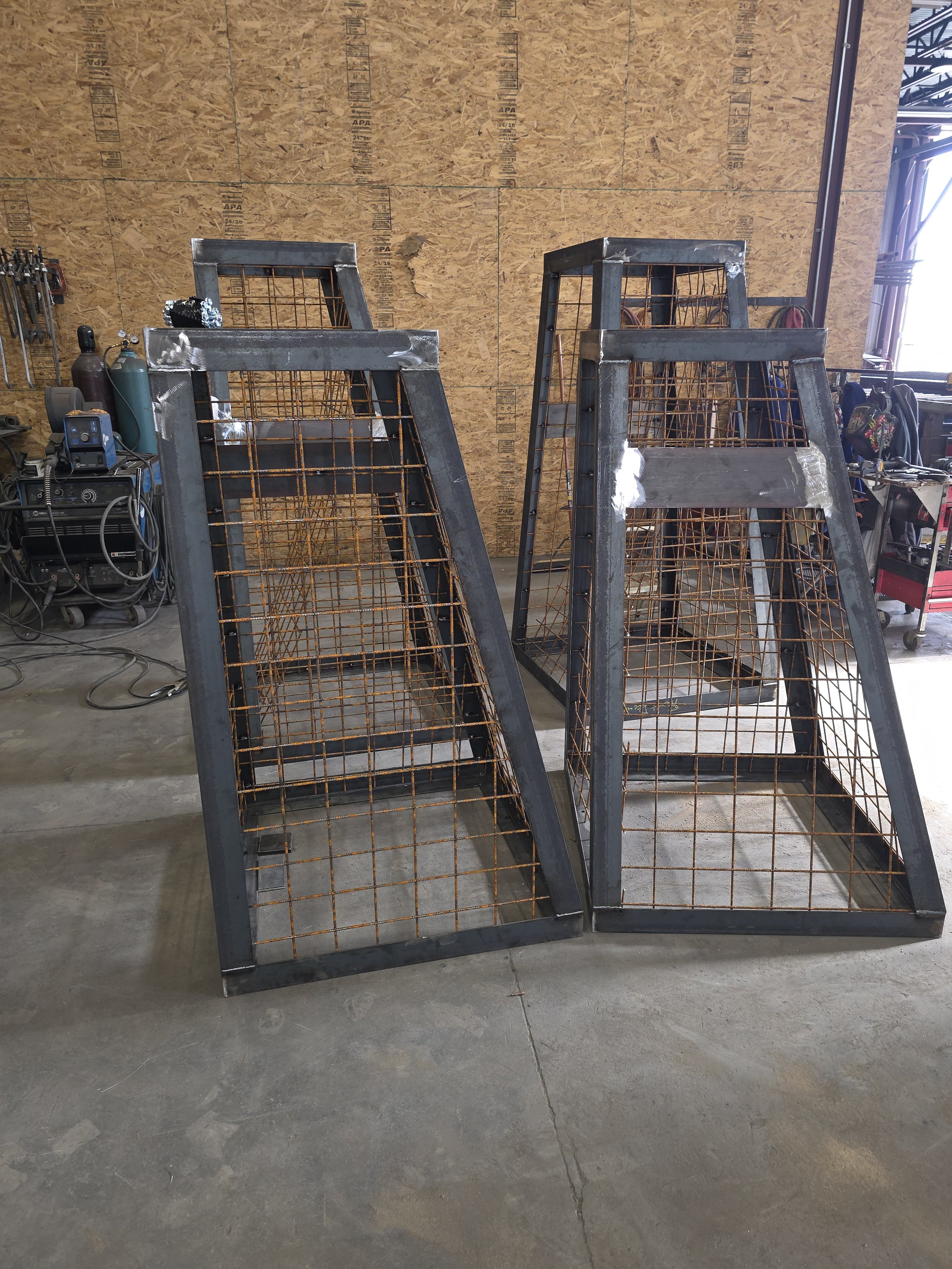Gabion pillars prior to installation