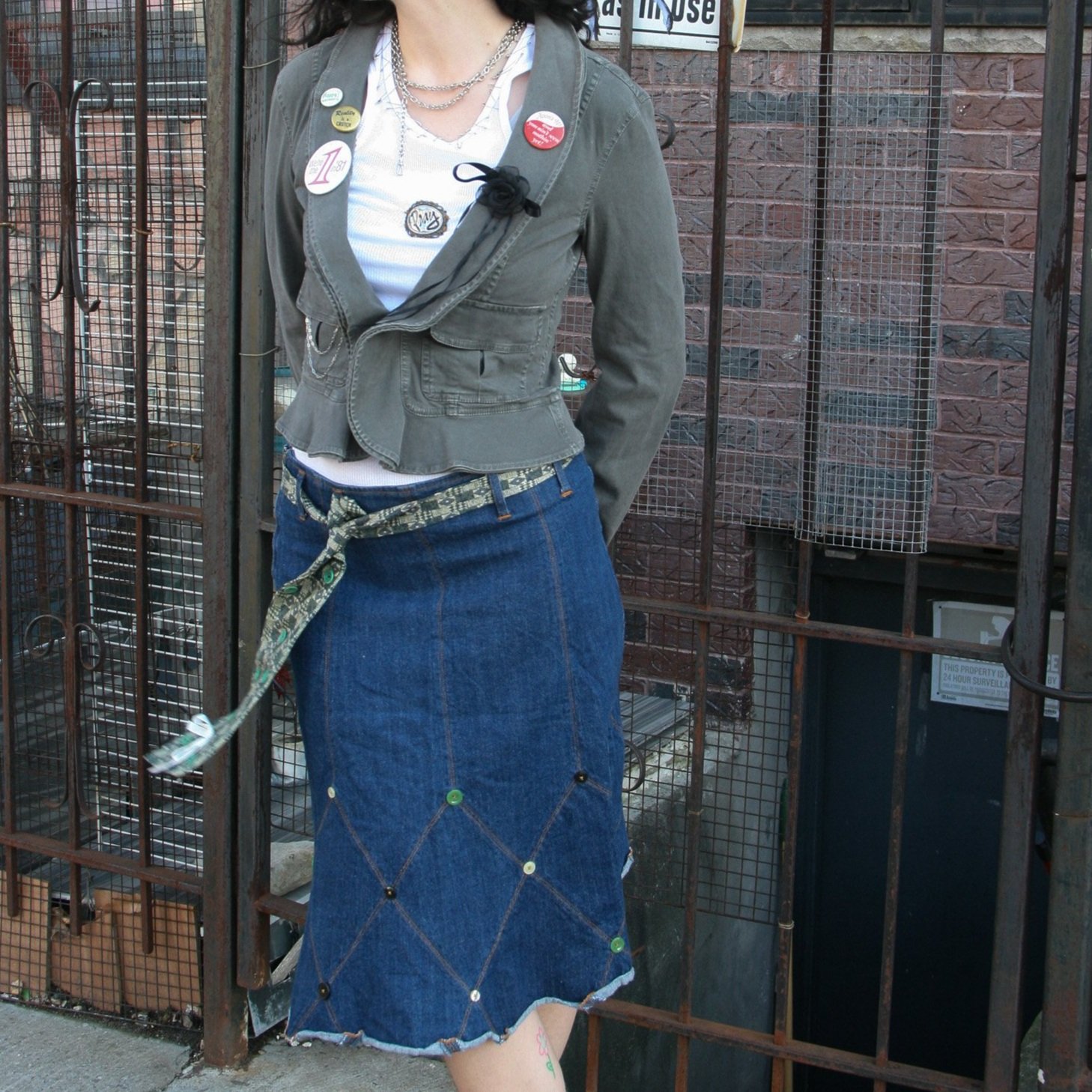 "push my buttons" denim skirt