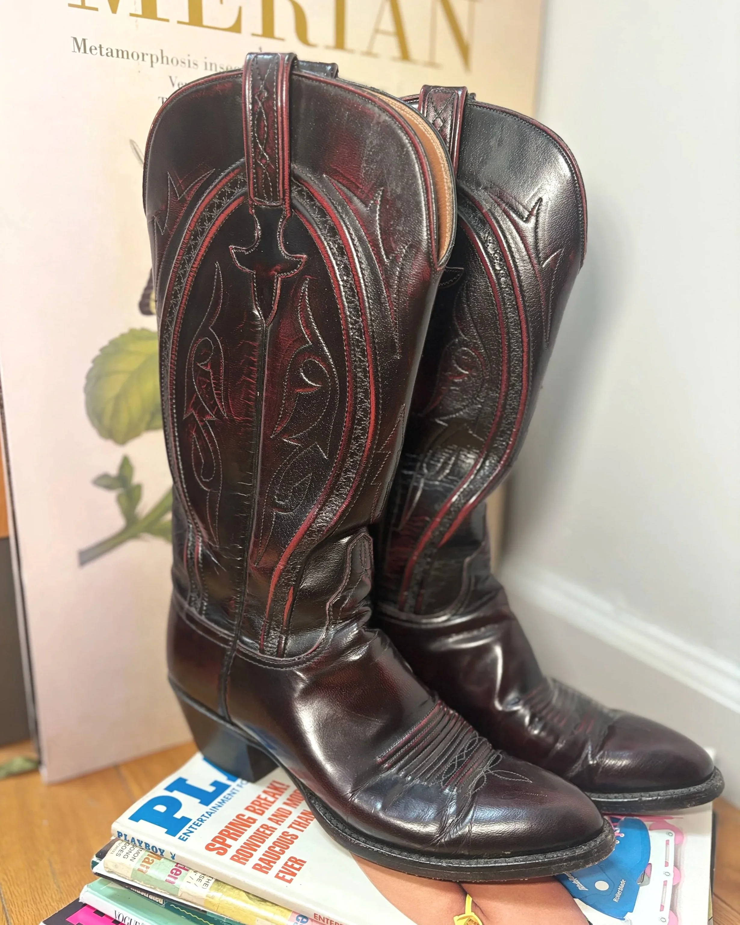 the black cherry lucchese boot