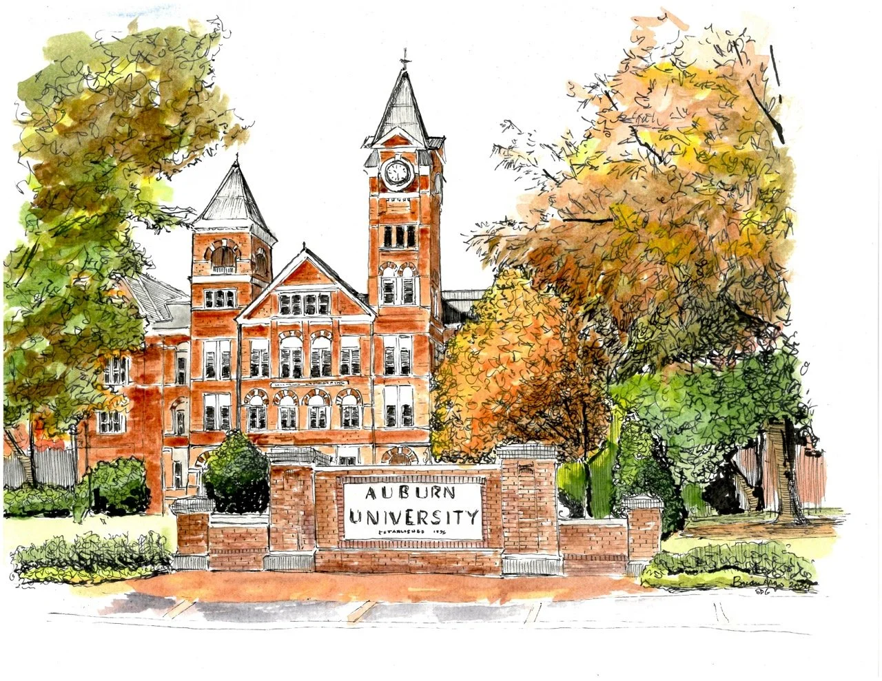 Auburn University/ Samford Hall (Print)