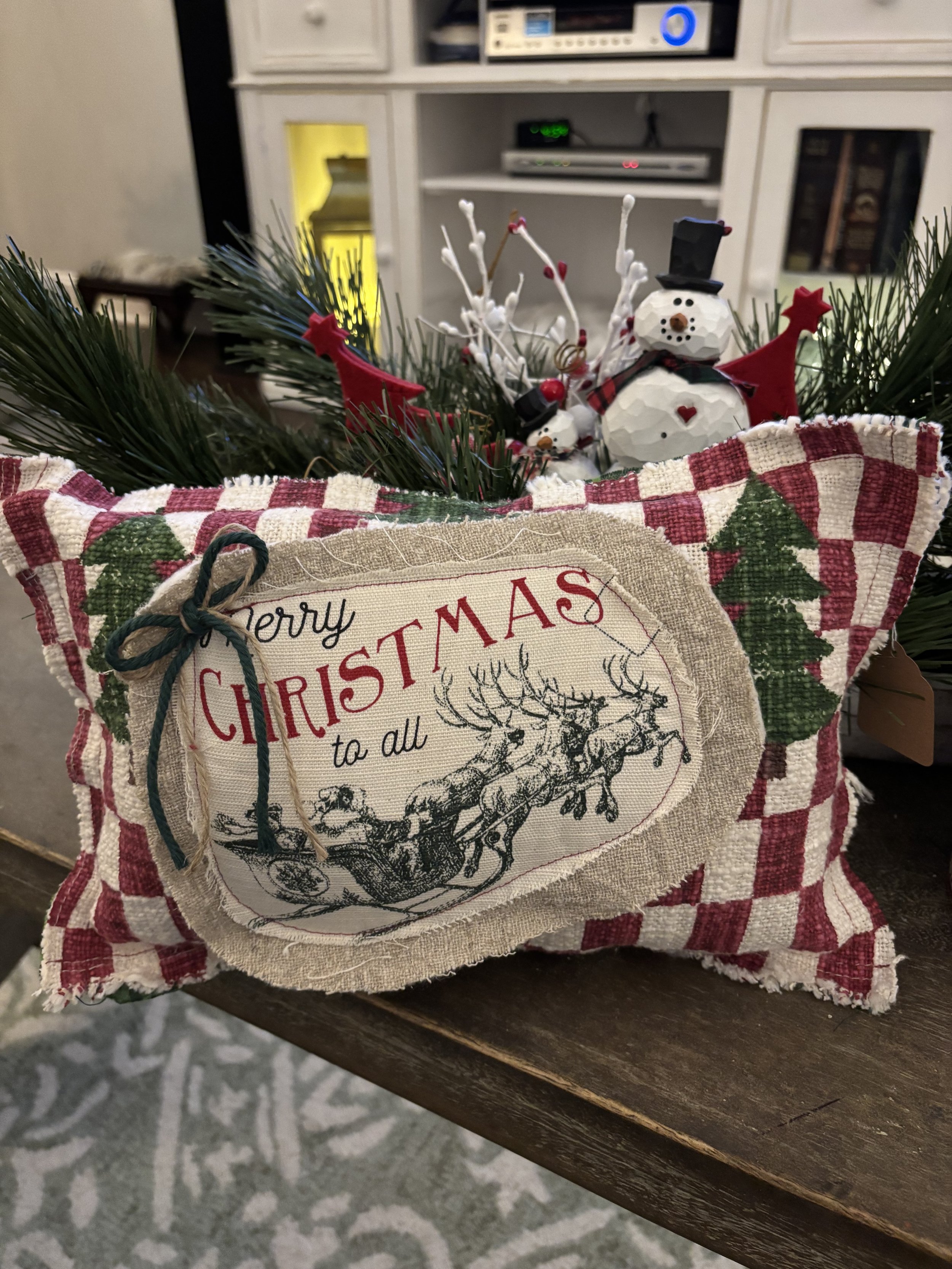 Checkered Merry Christmas to All Pillow