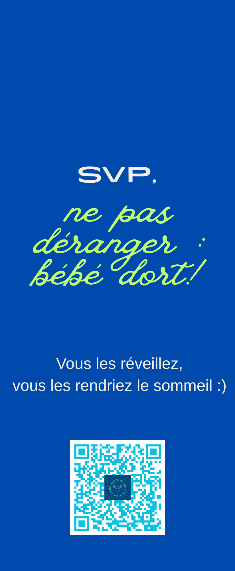 Panneau suspendu « Bébé dort » (FR)