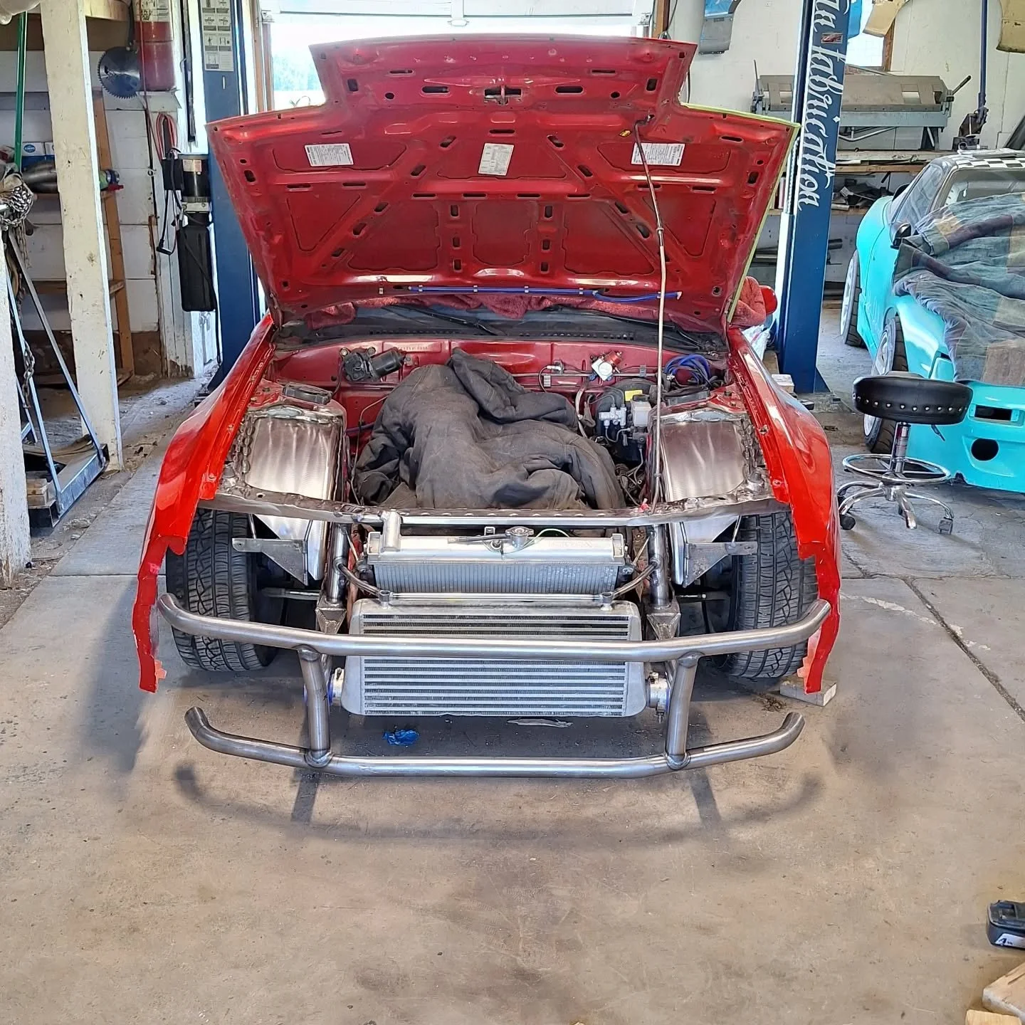 Fc Rx7 + 20B + Cd09 + Ford 8.8 + Tube front and bash bar. 

Interesting package of parts on this one! Started on the rear end which was swapped to a Ford Explorer 8.8 IRS. Used the Ronin speedworks swap kit, dropped the subframe a dozen times between