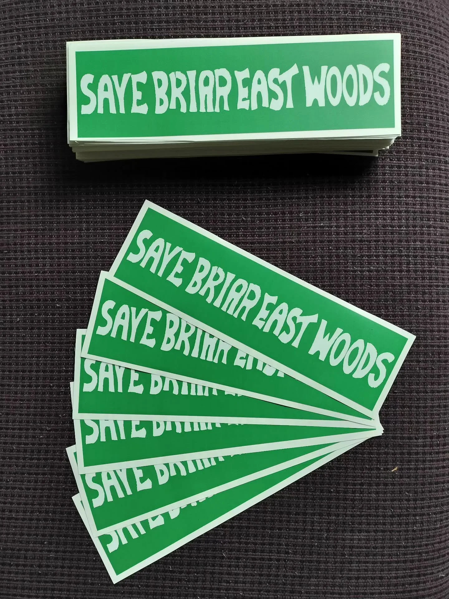 🚘 BUMPER STICKERS ARE BACK! 🚘 

Adorn your vehicle in green and show your support for Briar East Woods. $5 donation, private message to order.

#SaveBriarEastWoods