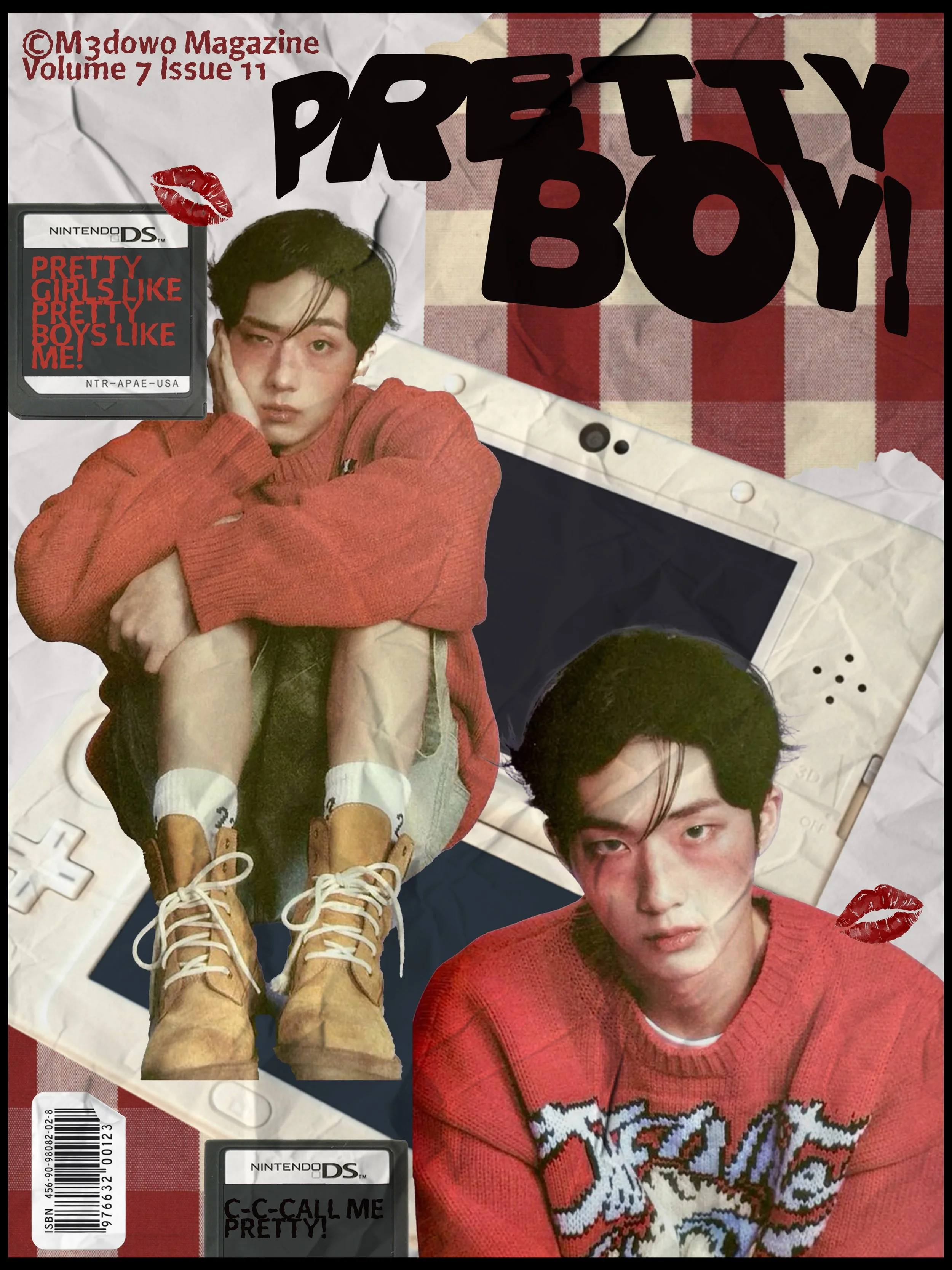 Pretty Boy! | Magazine design inspired by P1Harmony's 'Duh!' album and 'Pretty Boy', merging soft visuals with a fresh take on masculinity. Created in Adobe Photoshop.