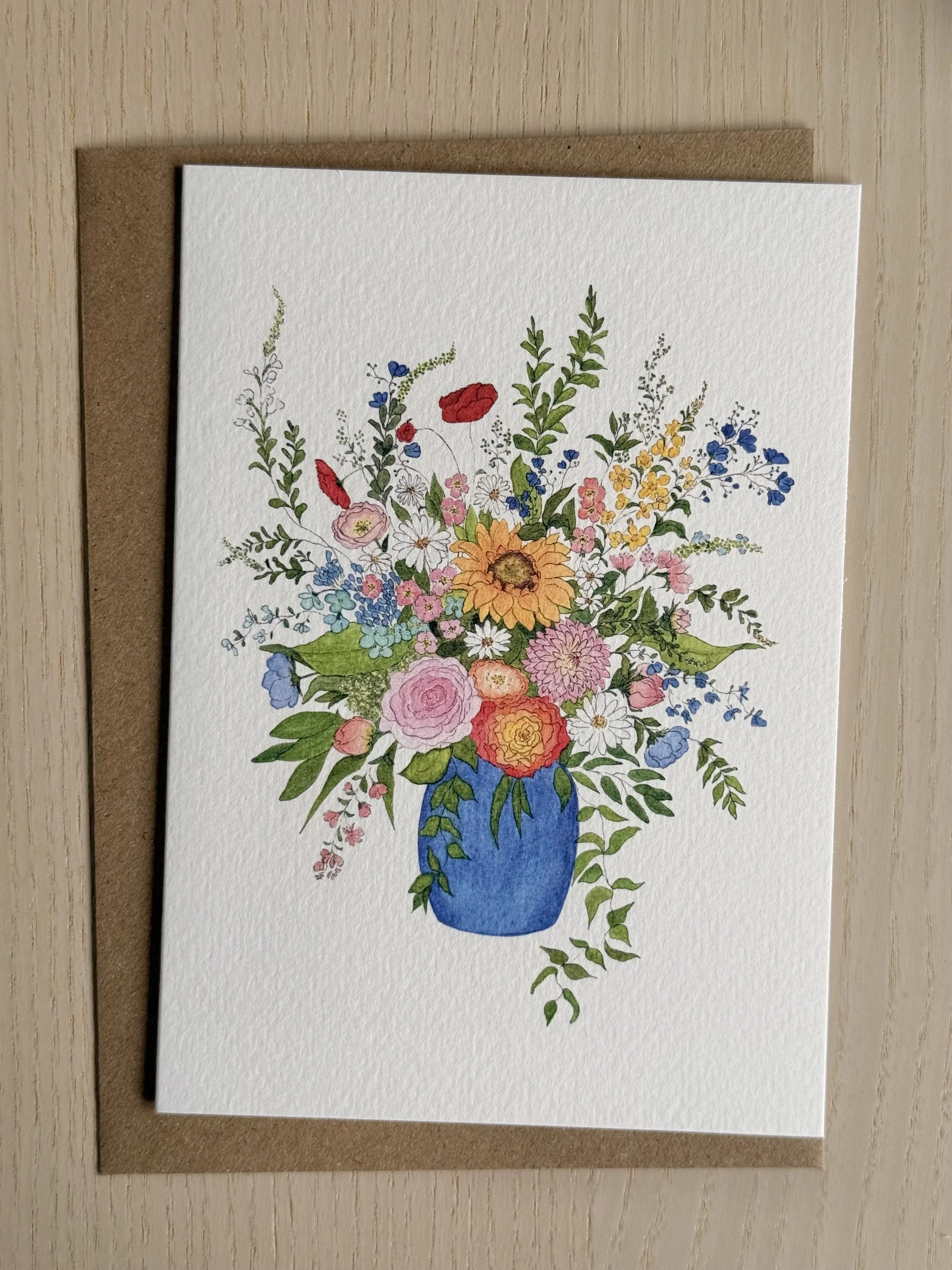 Vase of Flowers A6 Greeting Card