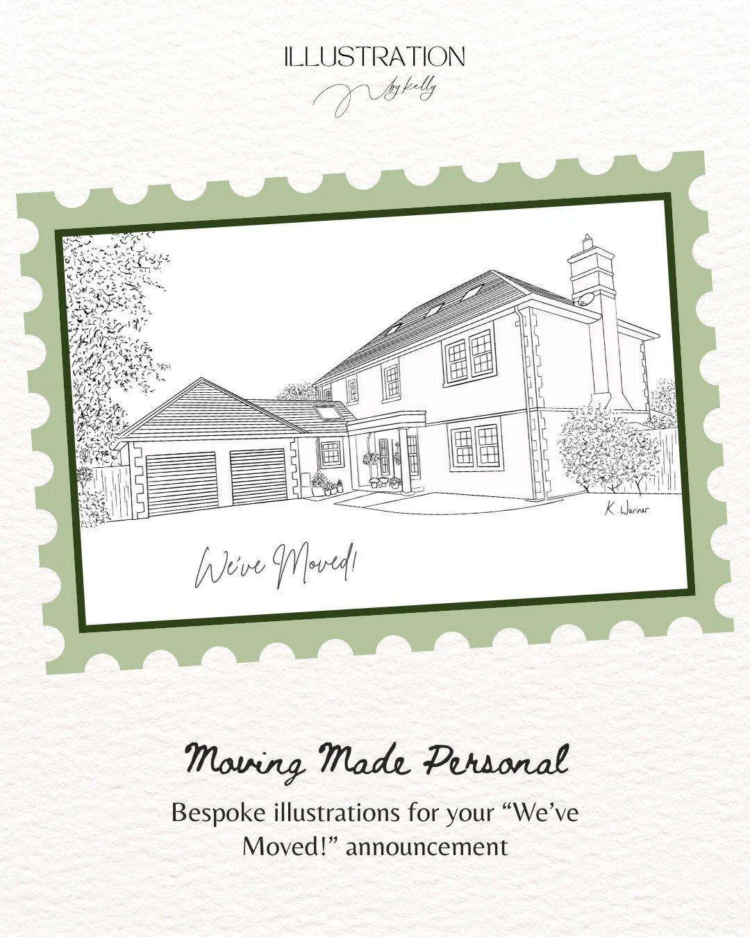 A creative way to share your new address! 🏡
Instead of a simple message, why not announce your move with a bespoke illustration of your new home? It’s personal, memorable, and makes a lovely keepsake for friends and family.
Turning your &ldq