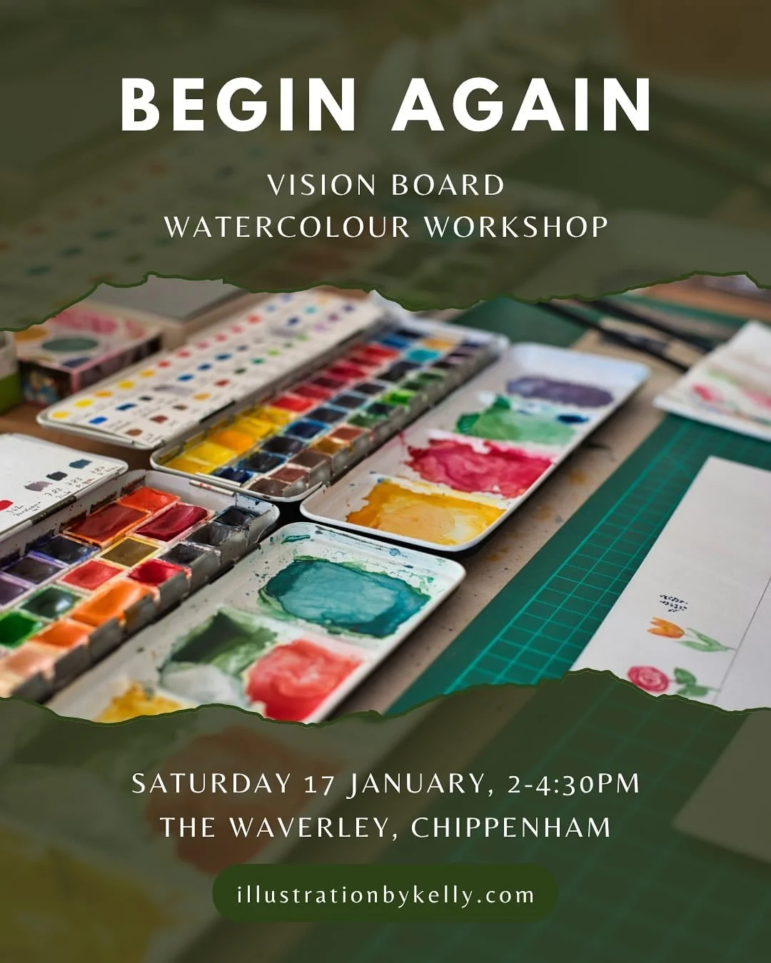 Create your own vision board in watercolour! ✨
Join me for my next workshop on Saturday 17th January, 2–4:30pm at @thewaverleychippenham in Chippenham.
Last week I announced this event slightly differently, at a larger venue and incorporating