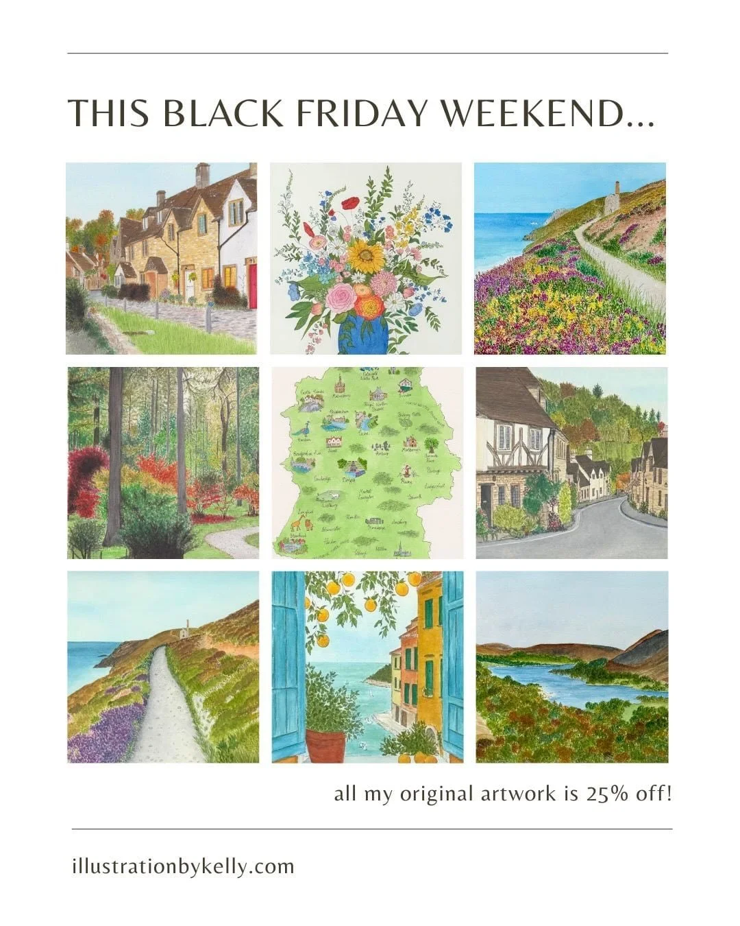 This Black Friday I&rsquo;m offering 25% off all my original artwork! 😍

I know original paintings can feel like a big investment, and in my case, that&rsquo;s because of the many hours poured into each piece (a couple of these took over 10 hours to