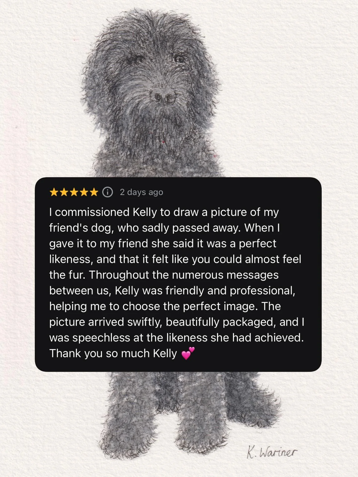 Meet Rudy 🐾

This is a small A6 size memorial pet portrait I painted recently for a client to gift to her friend, who sadly lost her gorgeous dog Rudy.

Once the recipient had been given it, my client sent me this photo of it beautifully framed and 