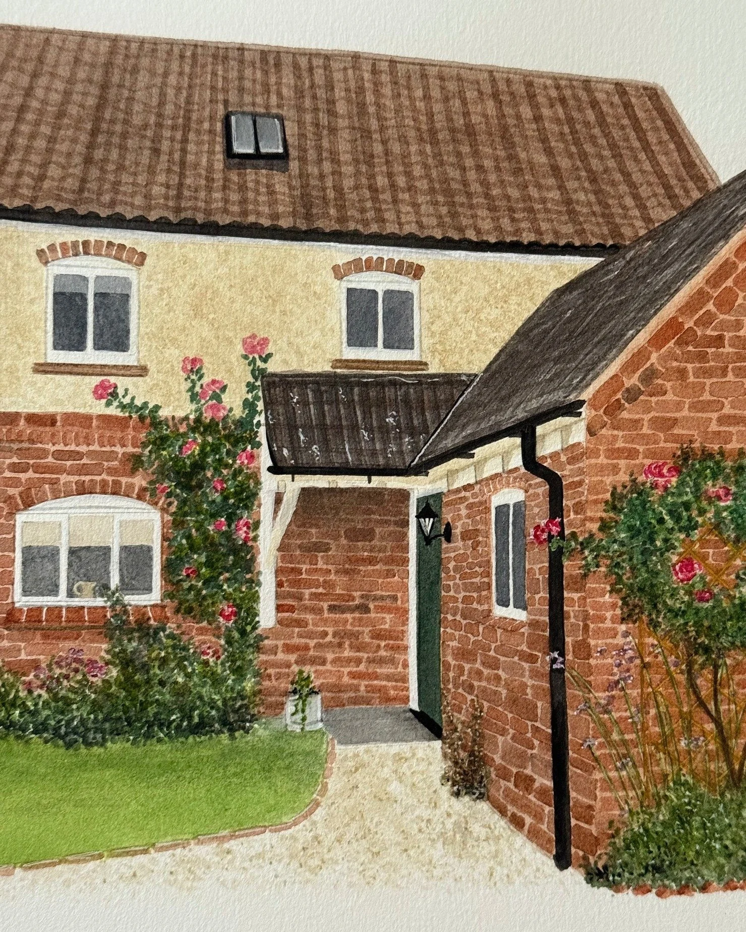 A recent commission of a gorgeous house 🤍 I love transforming a home into a piece of artwork at every opportunity, but even more so when there's greenery and flowers involved! I love all the colours in this one, and the angles made it unique to work