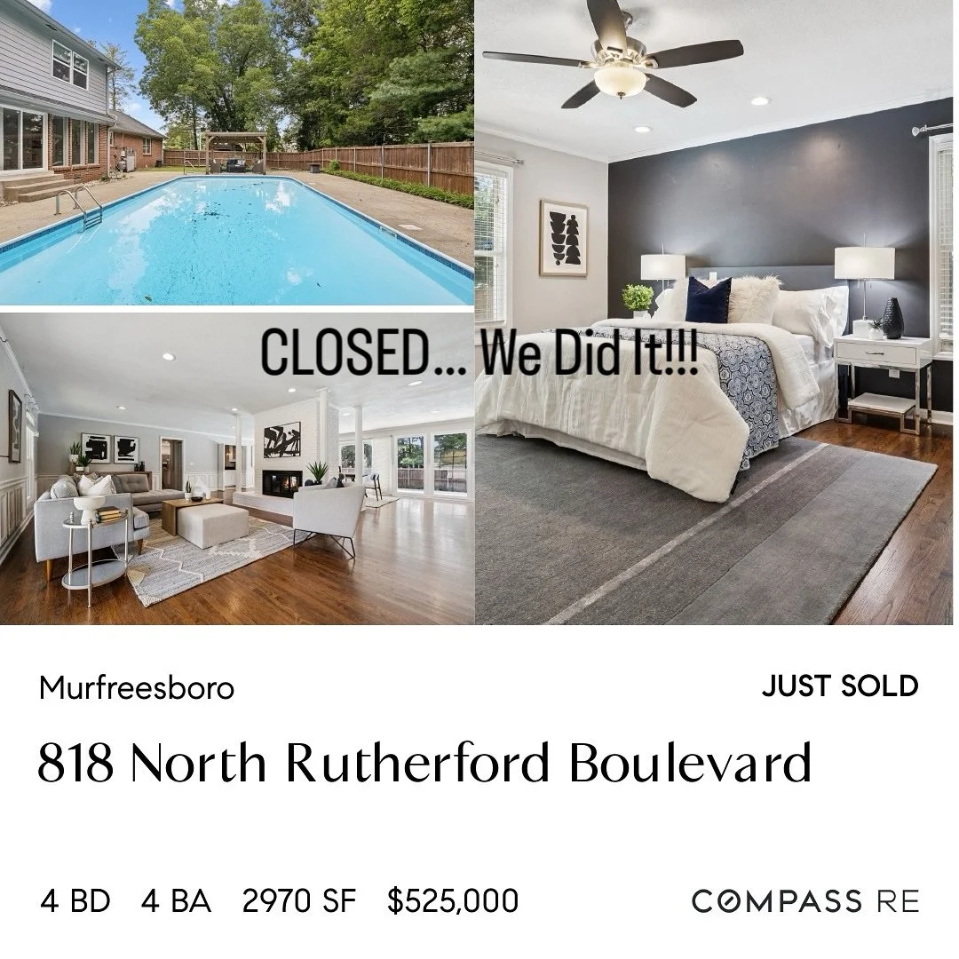 Closed In Murfreesboro! Congratulations to my clients Bailey and Ben on the new chapter in their lives! The property became part of my DNA!! What an inspiring process and learning experience! Thank you@antheaclick and @fp.staging for the vision that 