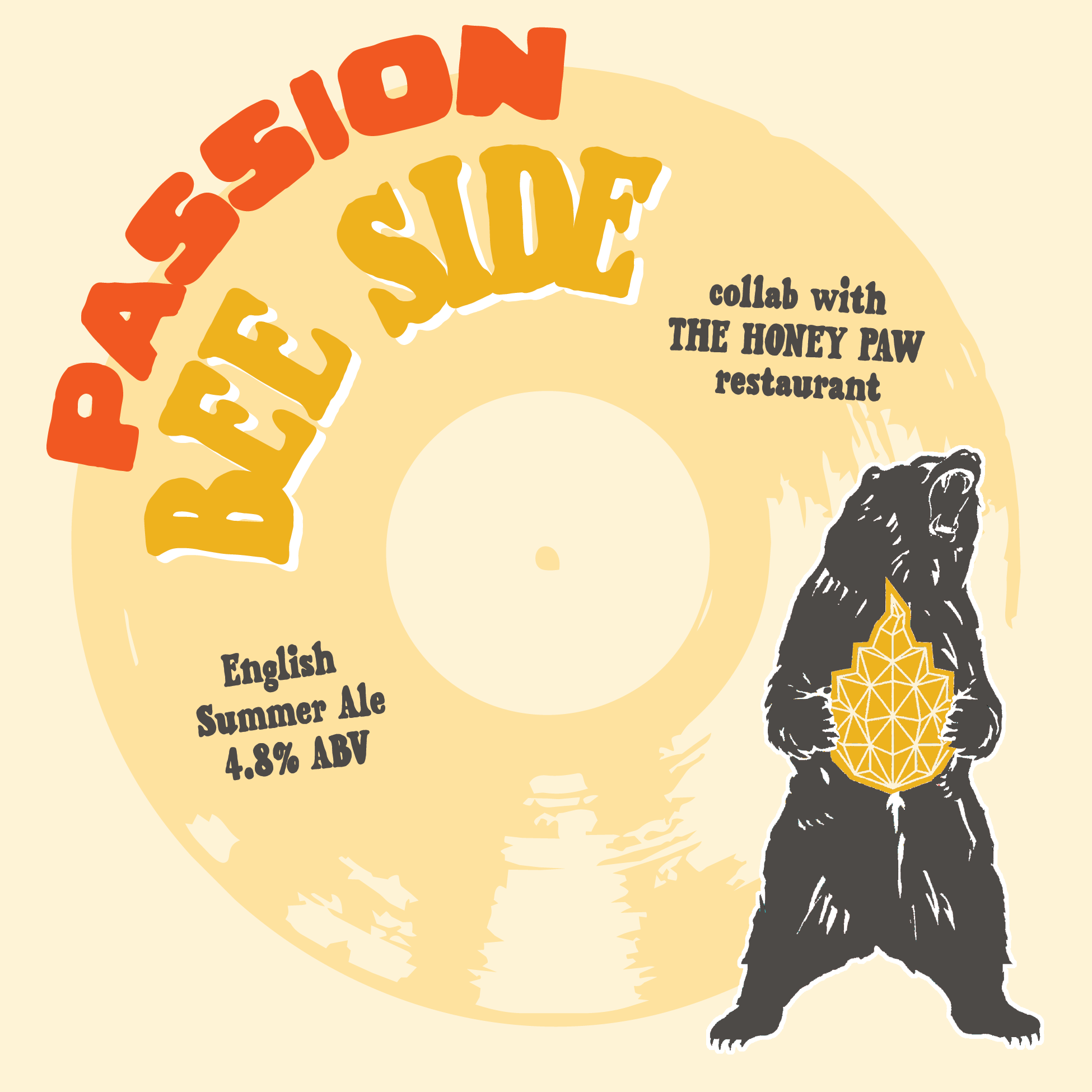 Passion Bee Side // DRAFT ONLY // English Summer Ale with Passionfruit // 4.8% ABV // We brewed this beer  with Golden Promise malt alongside a touch of Vienna and Caramel for sweetness and color, pouring a beautiful light copper. On the nose, it's s