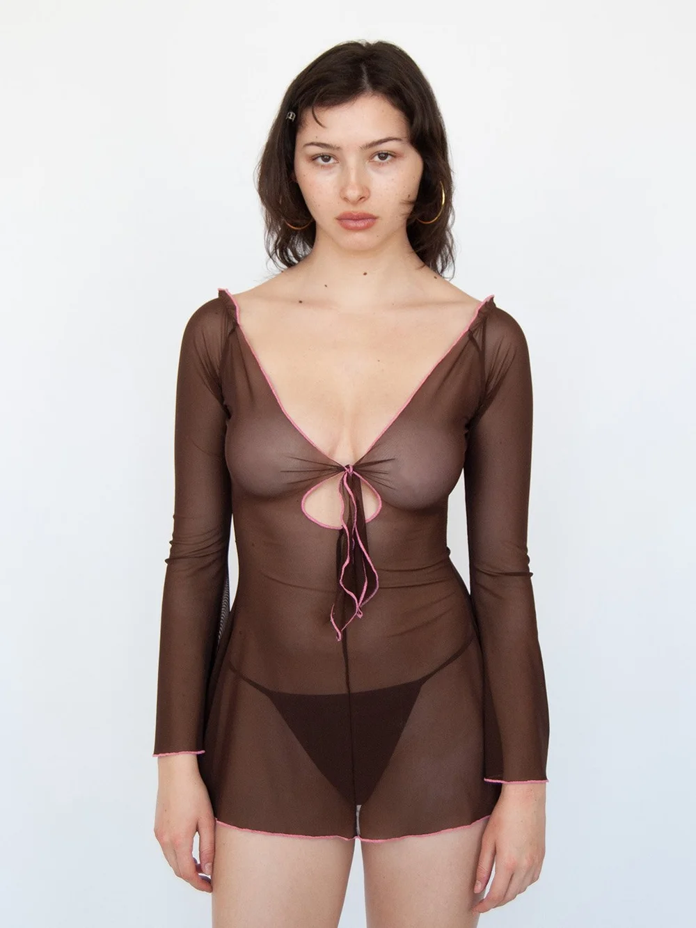 Mesh Babydoll Dress - Brown  WeedSlut
