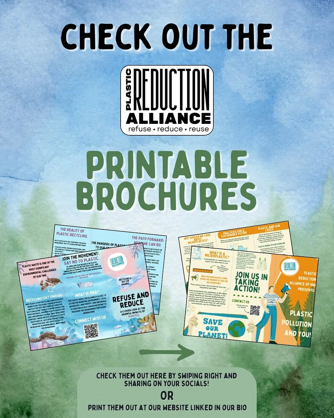 Wanna educate your friends and family on the plastic pollution problem ?!? ✨🩵✨

Well we got you covered with some cute brochures we put together to get the gist of the message out to our local communities !! 

Share these with friends and family on 