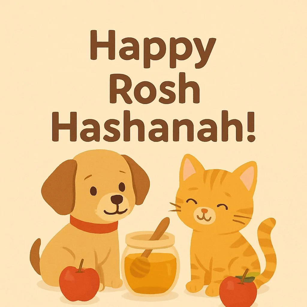 🐾🍎🍯 Happy Rosh Hashanah! 🍯🍎🐾
Wishing you and your furry friends a sweet New Year filled with joy, love, and plenty of treats. 💛✨

#HappyRoshHashanah #ShanaTova #SweetNewYear #petlove
