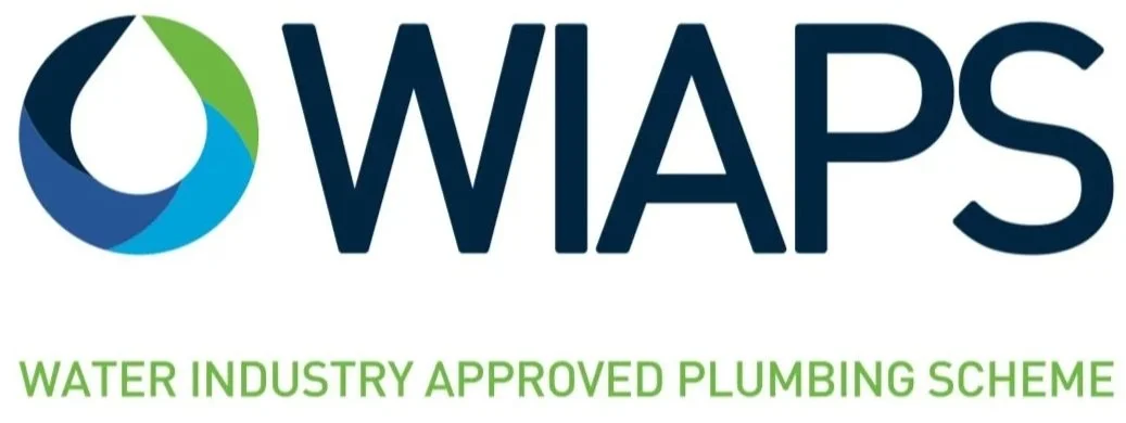 Logo for WIAPS with a water droplet and the text "WATER INDUSTRY APPROVED PLUMBING SCHEME."