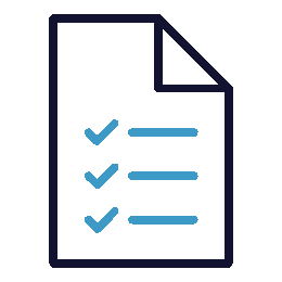 Icon of a checklist on a piece of paper.