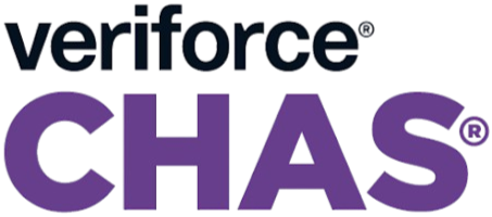 Veriforce logo with 'CHAS' in large purple and gray letters.