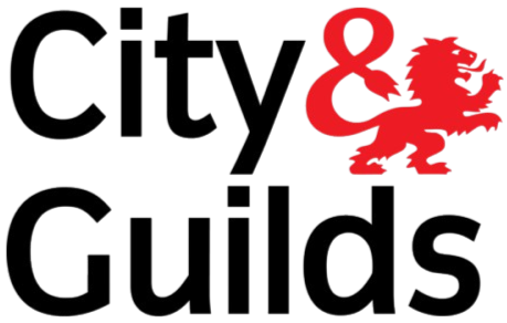 City & Guilds logo featuring black text and a red lion symbol.