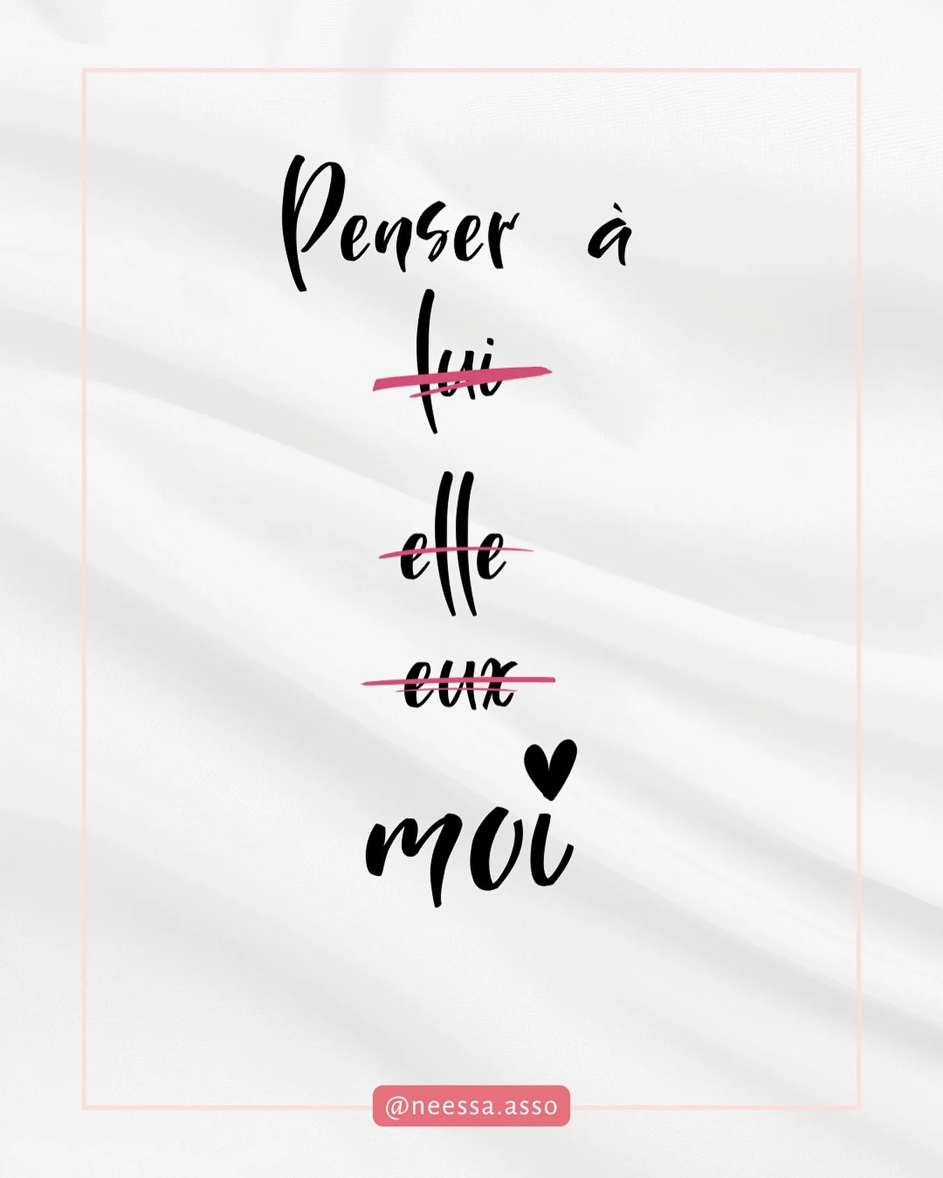 Note &agrave; moi-m&ecirc;me : j&rsquo;apprends &agrave; penser &agrave; moi&hellip;d&rsquo;abord&hellip;aussi. 
Si toi aussi tu as tendance &agrave; penser aux autres avant toi m&ecirc;me, &agrave; attendre ou esp&eacute;rer que quelqu&rsquo;un d&rs