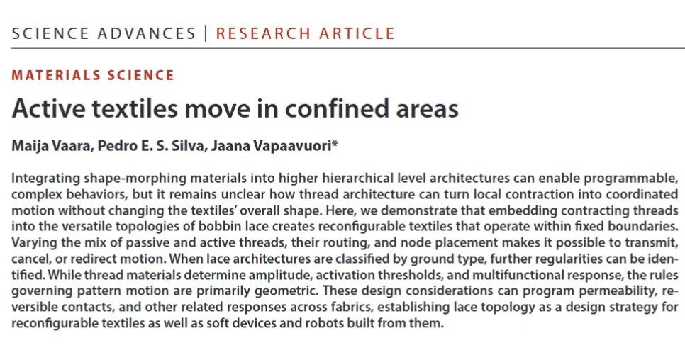 #BobbinLace for #robots? 

As much as I love historical bobbin laces, lace of the future also intrigues me! 

This #MaterialsScience paper is a little over my head, but I'm going to try to understand it later this week when I have some time to dig in