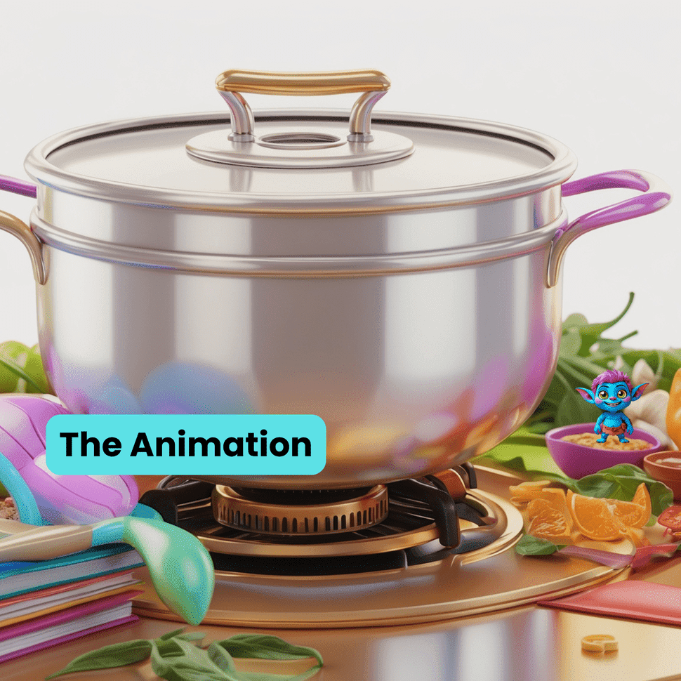 Image of an animated kitchen pot