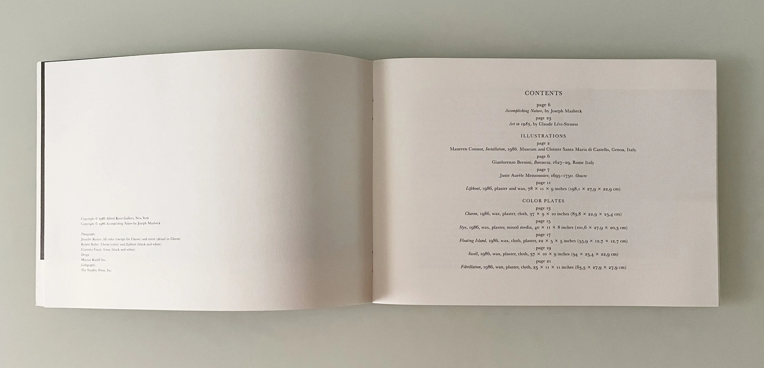 Exhibition Catalog Alfred Kren Gallery, Maureen Connor: New Work, December 1986  