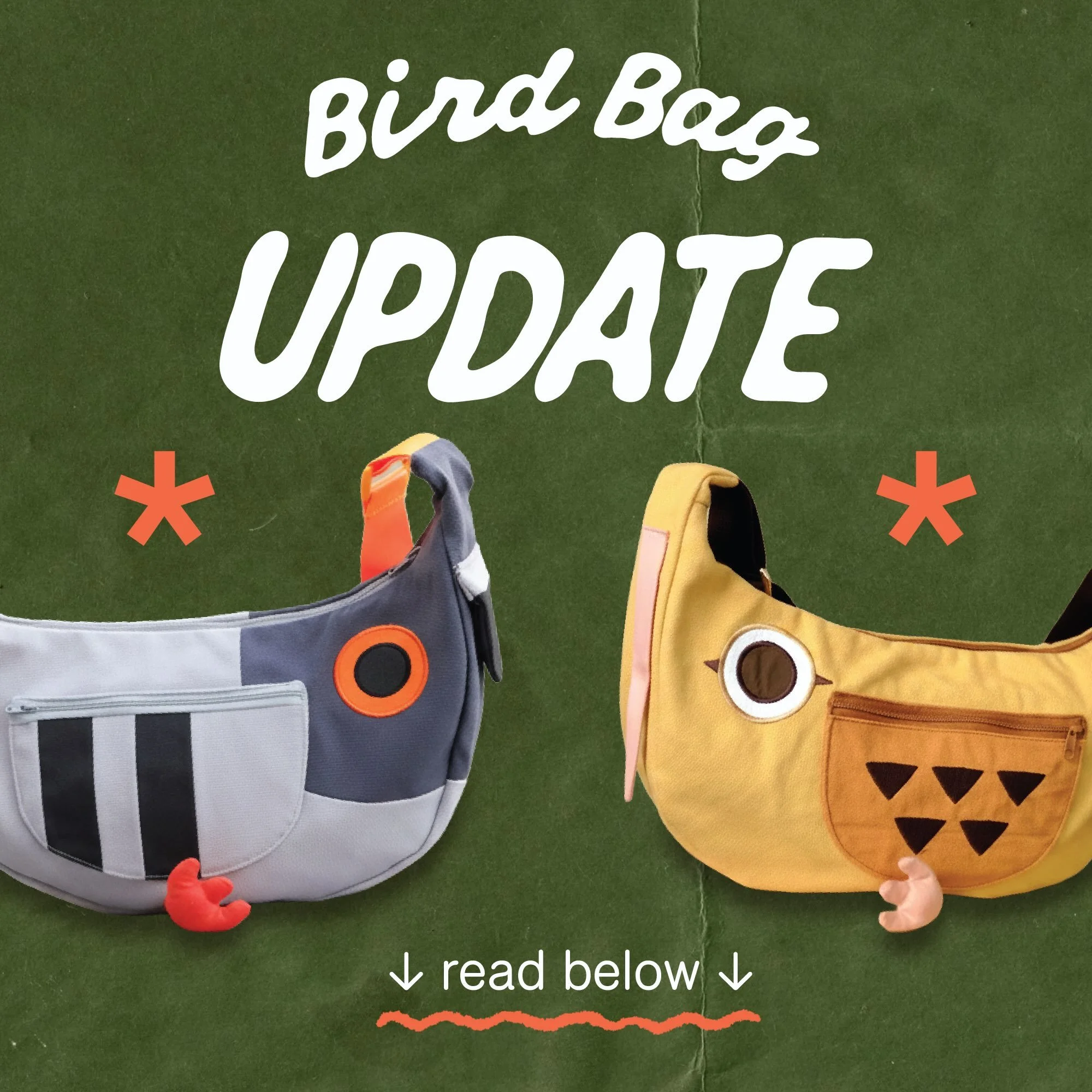 Friends I come to you with a bird bag update! Firstly, I am truly blown away by the response to these, you are all incredibly kind and I love reading every comment! &hearts;️ I am working on more species and have two new ones currently in test produc