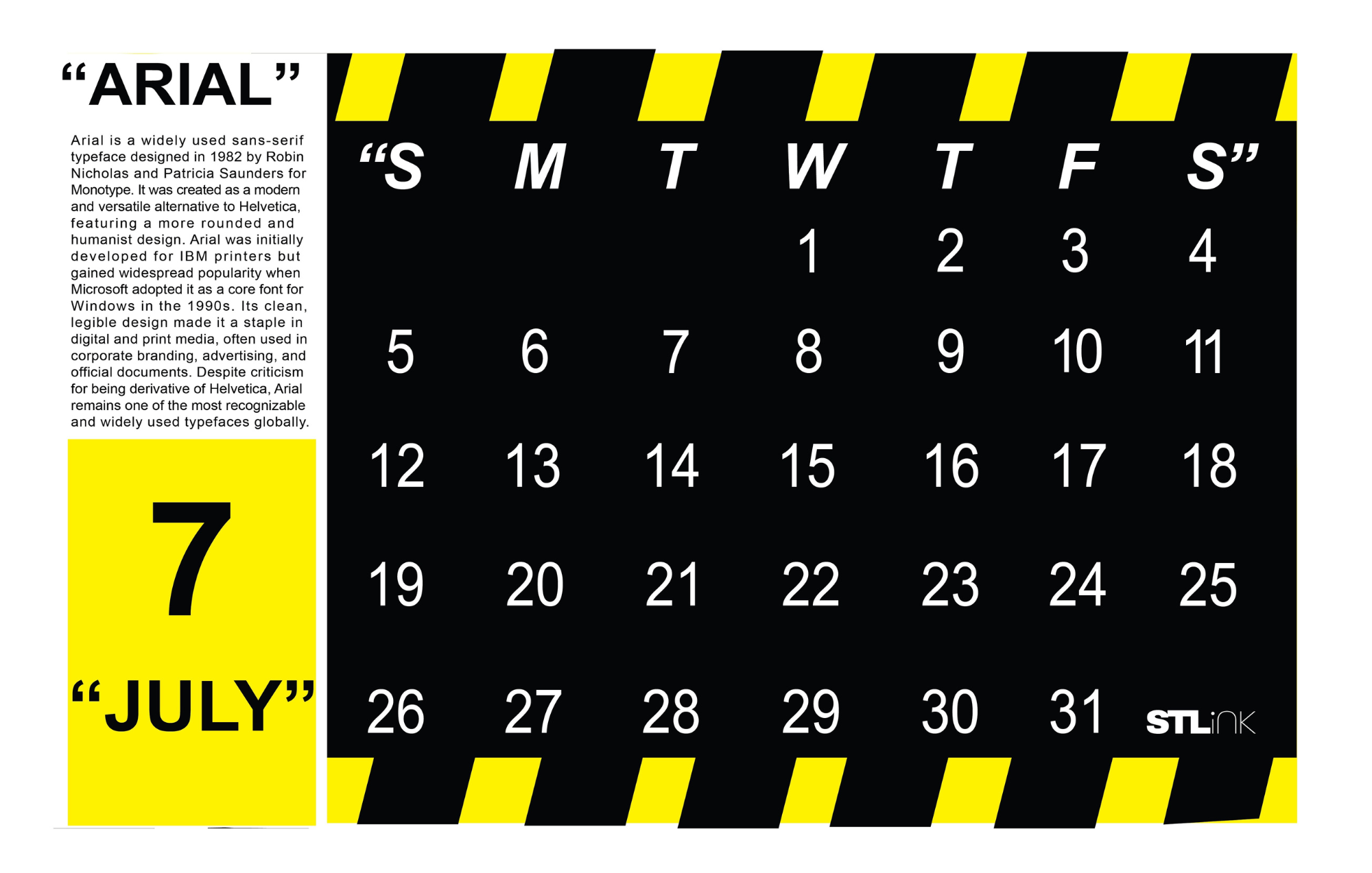 "Off-Type" Typographical Calendar