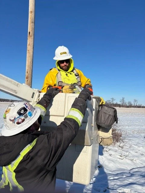 Our Overhead Line Crews out in Indiana don't stop working in the cold and snow! 

#GrindWell #IBEW #veteran #MBE #Linemen #Construction
