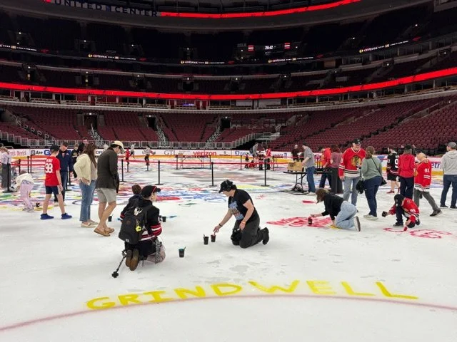 Our Grind-Well team member made an appearance at tonight's @nhlblackhawks Paint the Ice event, celebrating Linemen pride, Union strength, and Chicago's unbeatable spirit! 

From substations to center ice, we always deliver. 🏒⚡ 

#GrindWell #IBEW #Bl