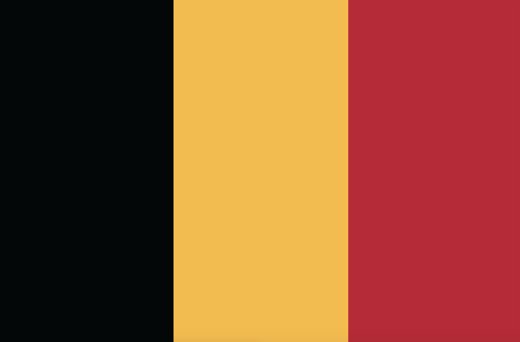 The Belgian flag with black, yellow, and red vertical stripes.