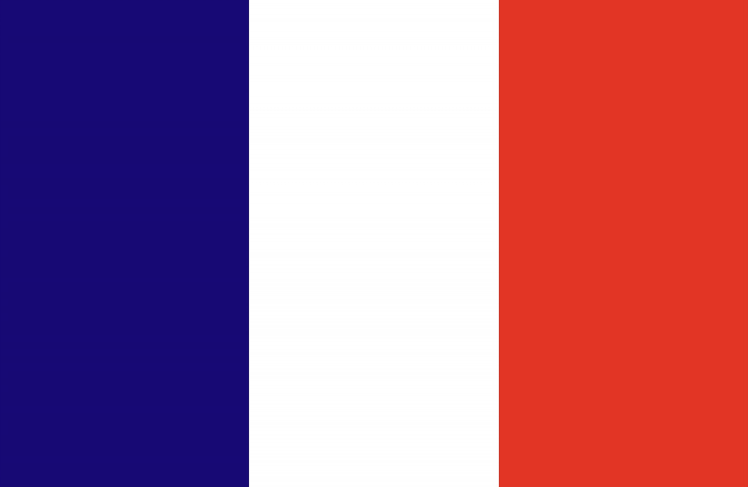 French flag with three vertical stripes in blue, white, and red.