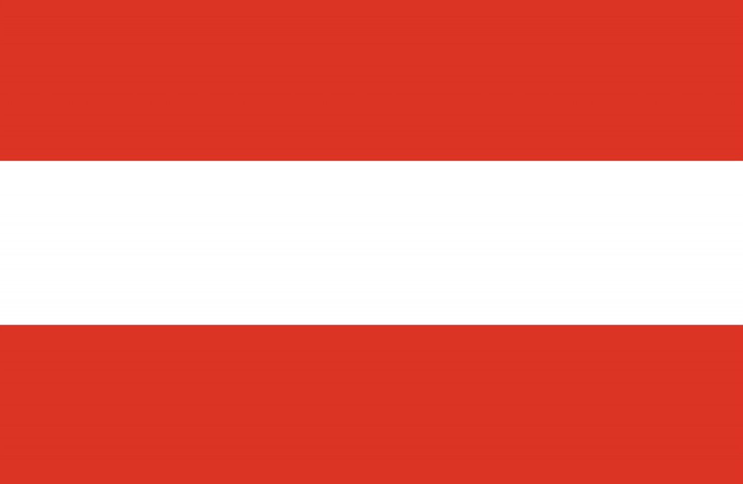 The flag of Austria, consisting of three horizontal bands in red, white, and red.