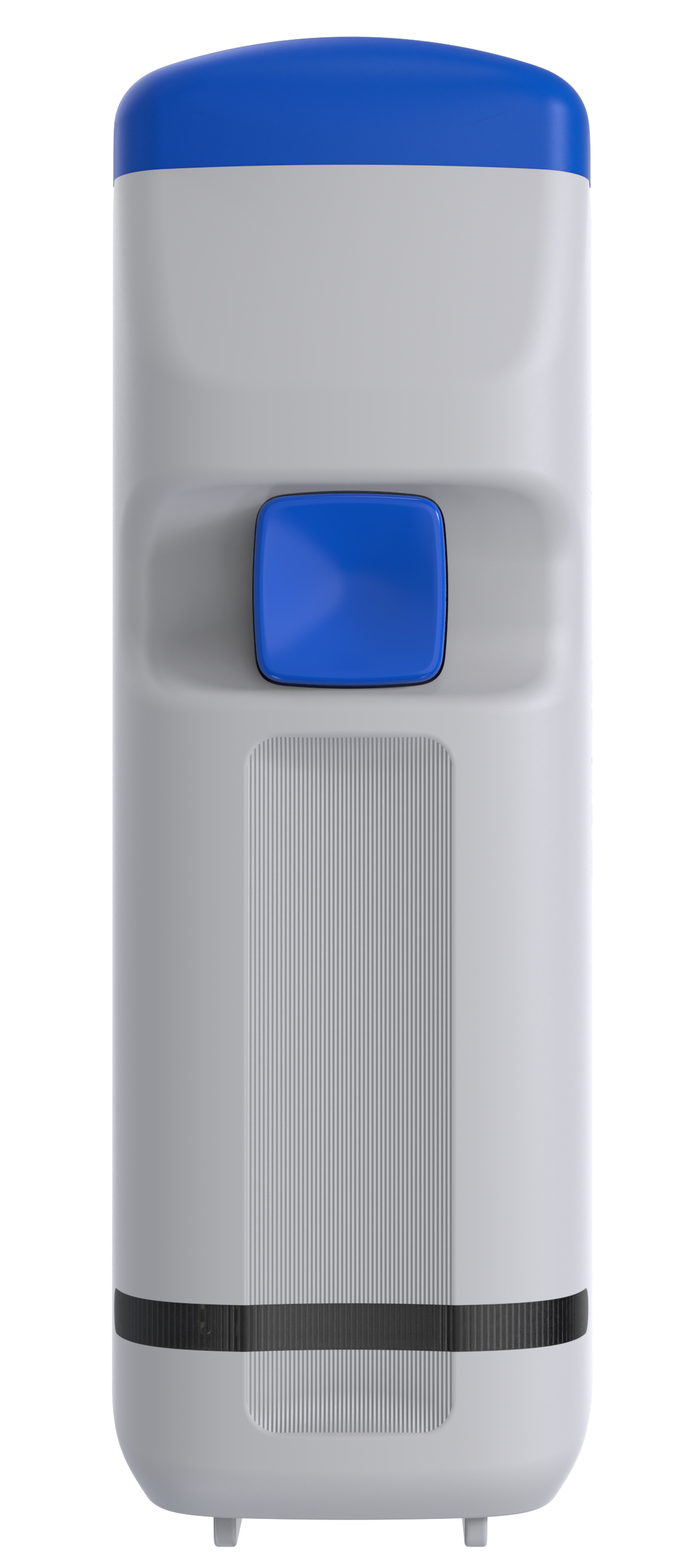Front view of the OVI smart eye dropper showing a white case, blue details and a reminder LED bar.