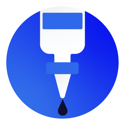 An eye drop being dispensed from a bottle.