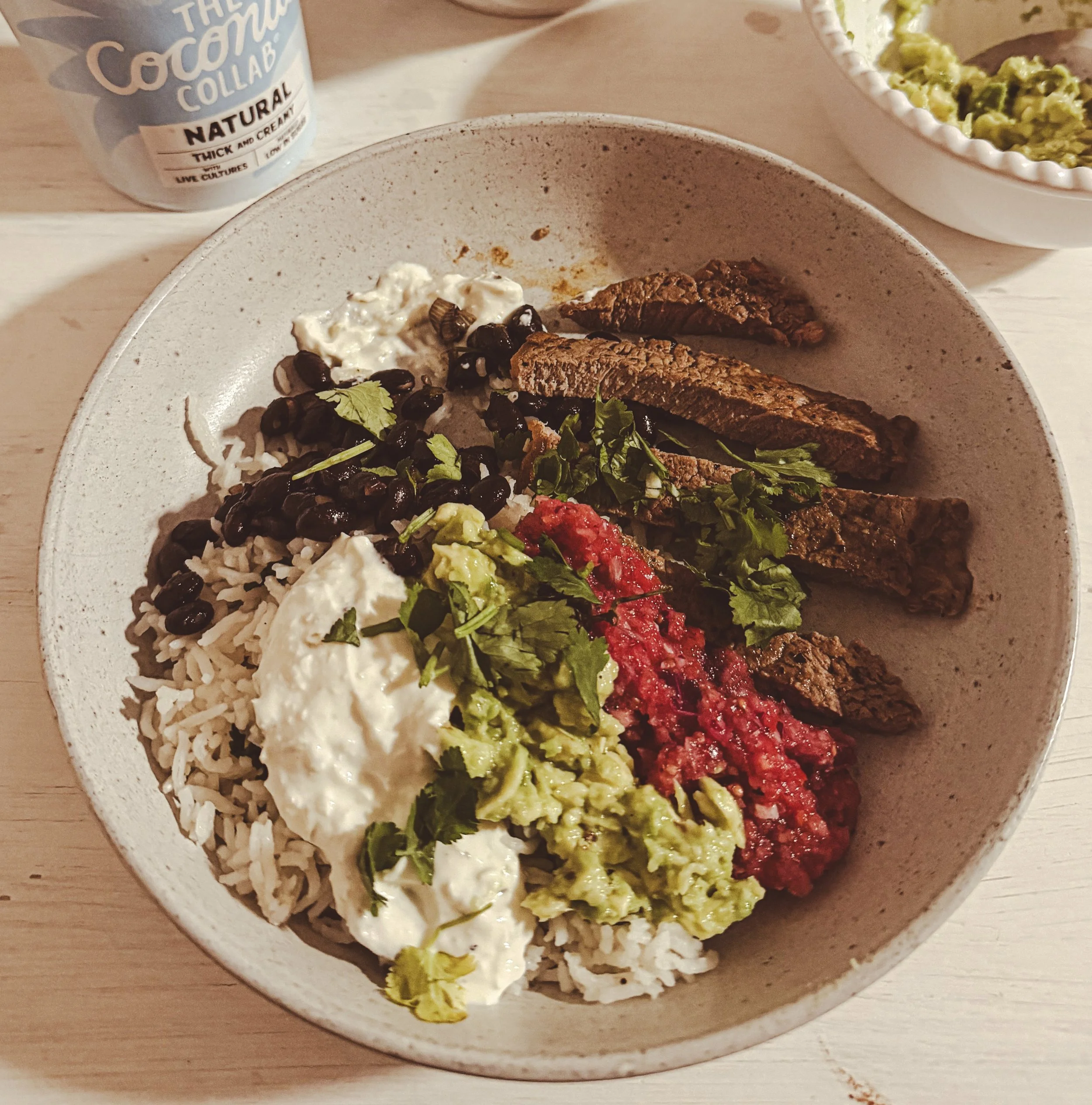 Baby and toddler sizzling steak burrito bowl