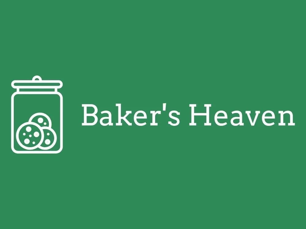 Green background with a white jar of cookies icon and the text "Baker's Heaven".