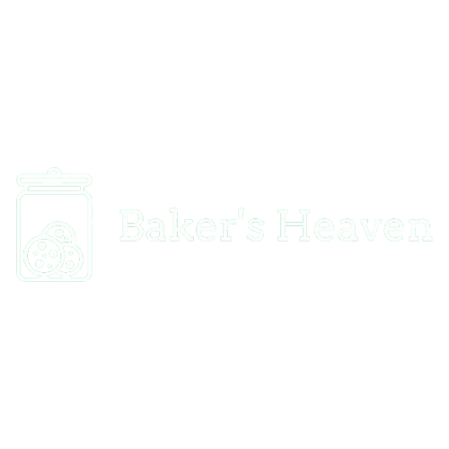 Logo for Baker's Heaven featuring a jar with cookies and the text 'Baker's Heaven' on a black background.
