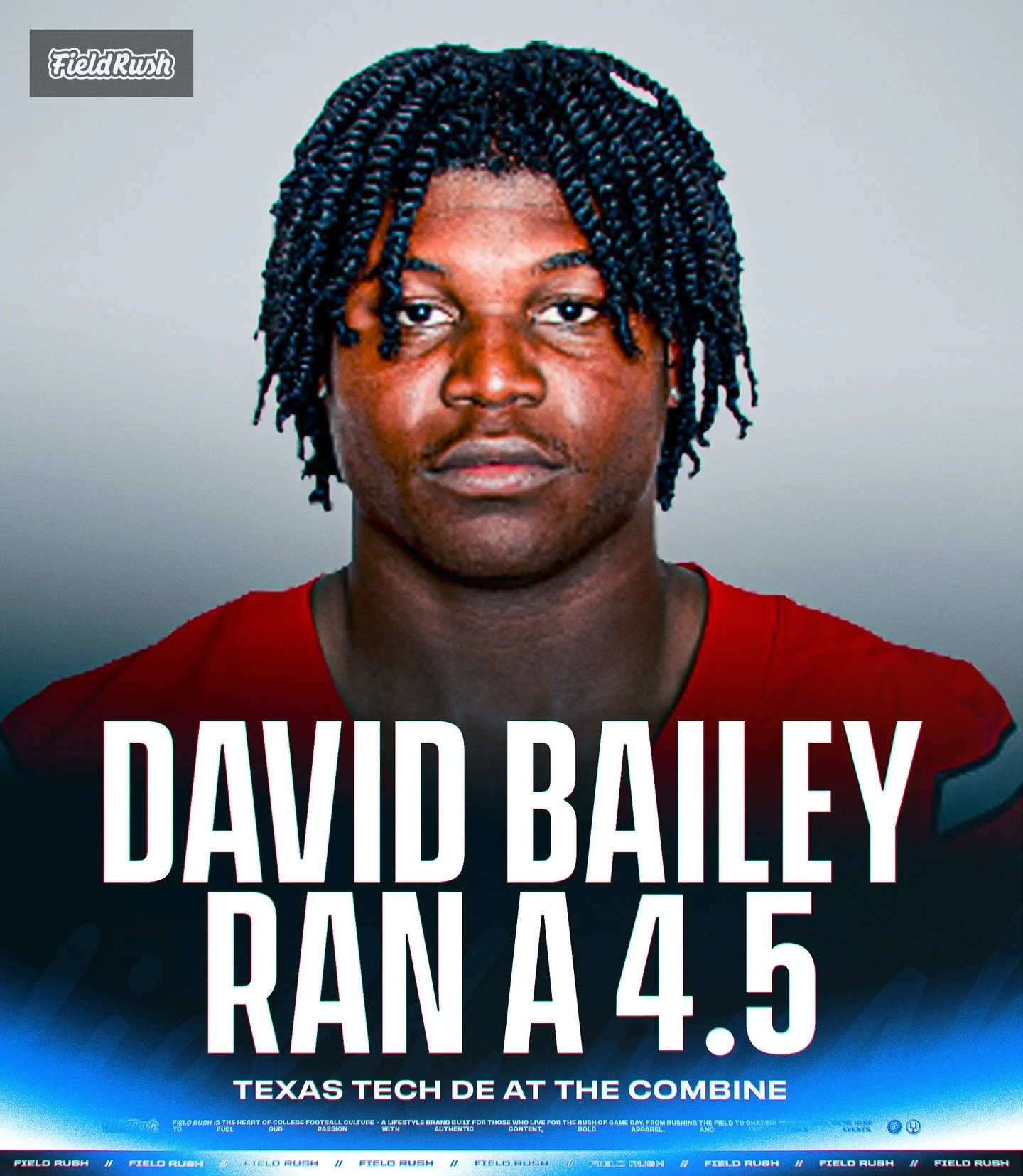 Texas Tech DE David Bailey just ran a 4.5 official 40-yard dash 🏎️

The 6&rsquo;4&rdquo; 251 pounder is the fastest defensive lineman in the combine 😳