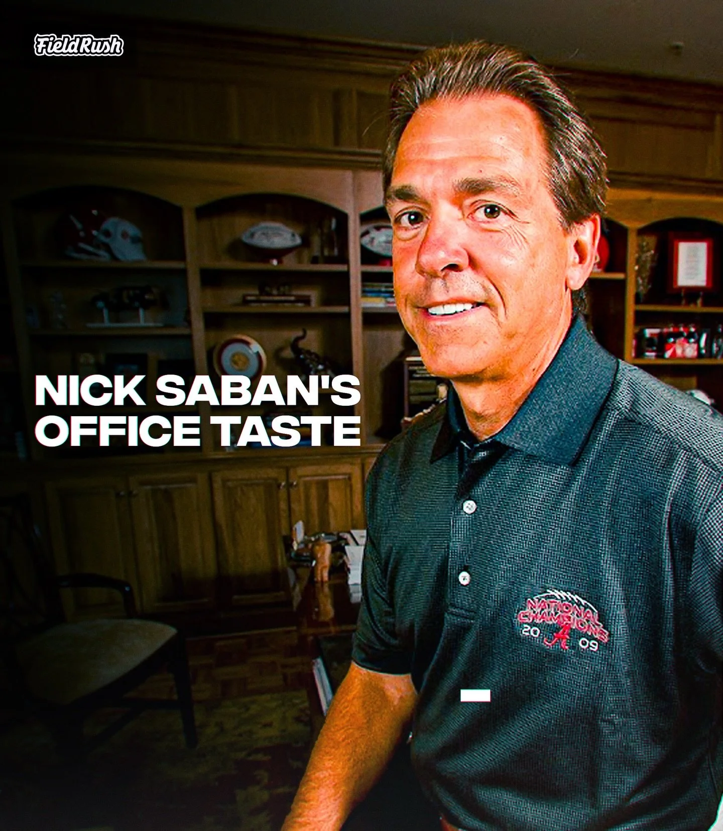 Nick Saban&rsquo;s office taste at Alabama was so elegant 💎

Persian-style rugs, warm lighting, and old-school furniture gave it the feel of a luxurious war room