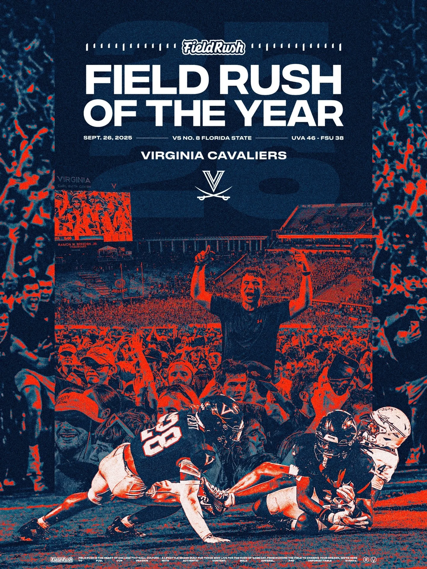 Introducing your first ever Field Rush of the Year winners: the 2025 Virginia Cavaliers 🧡

There were many Field Rushes during the 2025 college football season, but none quite like Virginia&rsquo;s Week 5 Rush against Florida State.

We strongly bel